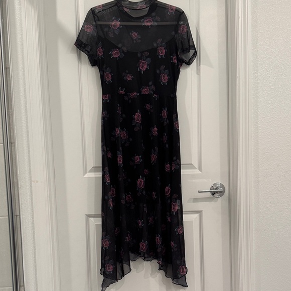 Floral Black and Purple Women's Dress - Picture 1 of 4